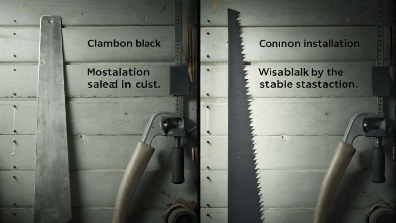 A worker carefully installing a high-speed steel saw blade onto a machine