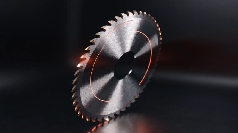 A diagram showing the anatomy of a TCT saw blade, highlighting the blade body and carbide tip